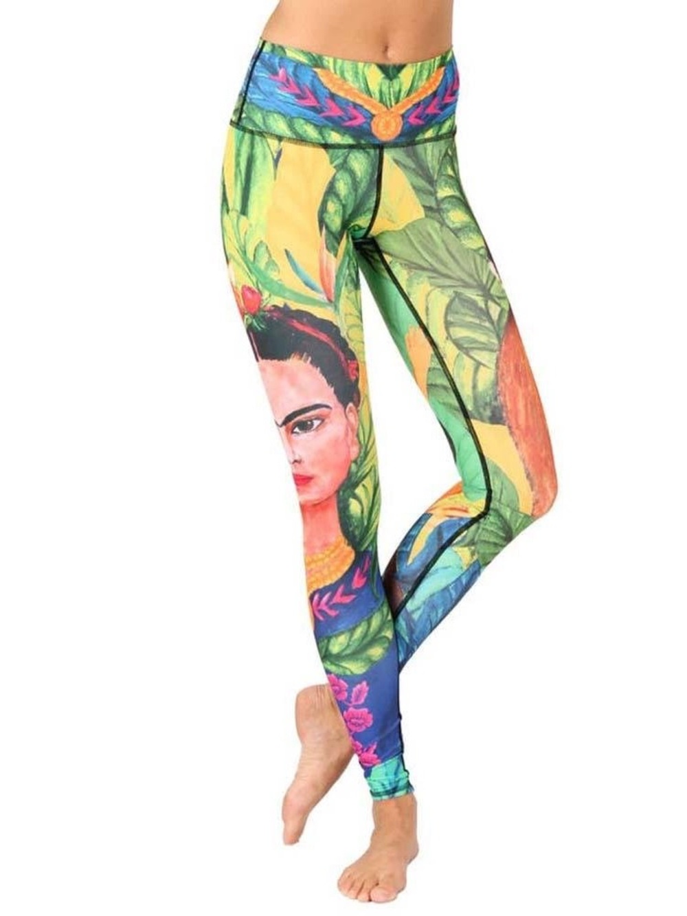 Yoga Democracy Frida Kahlo Printed Full Length Leggings Fun Yoga Pants Botanical